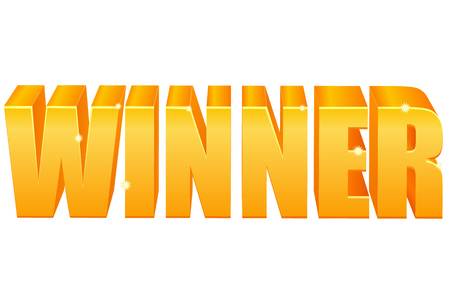 Golden yellow Winner text on white background vectorのイラスト素材
