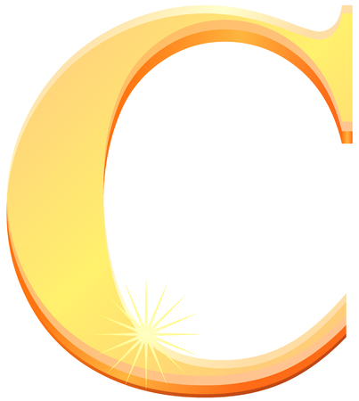 Golden letter C icon.のイラスト素材