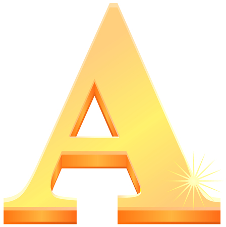 Golden letter A icon.のイラスト素材