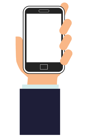 Hand holding a smartphone or table vector iconのイラスト素材