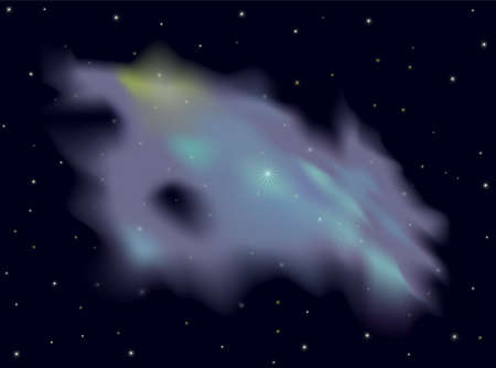 Blue nebula on dark space and stars background.のイラスト素材