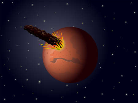 Ouamuamua large rock from outer space hit planet Mars vectorのイラスト素材