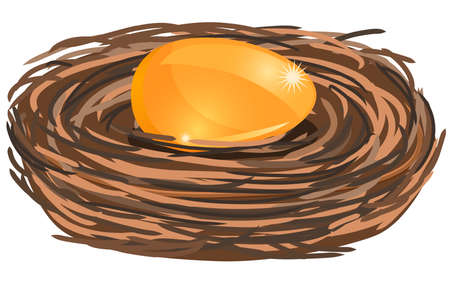 Goden egg on a nest vectorのイラスト素材