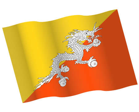 Waving Bhutan flag vector iconのイラスト素材