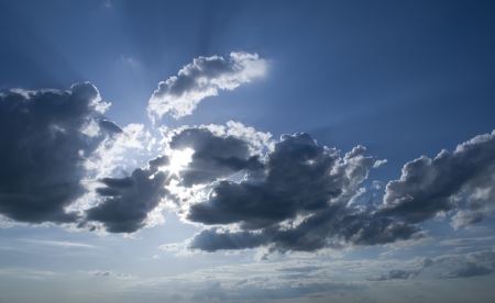 Sunny clouds with rays of light