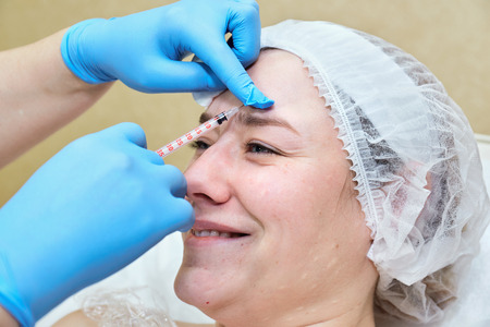 Anti-age injection therapy. Mimic wrinkles reductionの写真素材