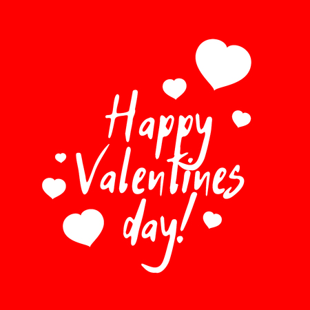 A beautiful small hearts with an inscription Happy Valentine Day on red clean background. Vectorの写真素材