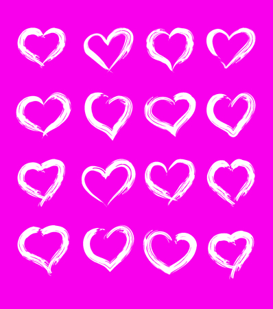Set of nine hand drawn heart. Handdrawn rough marker hearts isolated on white background. Vector illustration for your graphic design.のイラスト素材