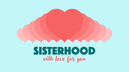 Sisterhood on the background of a group of women's hearts. With love for you. Vector epsのイラスト素材