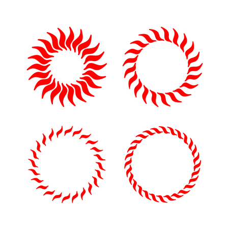4 options for a round frame of fire vortexesのイラスト素材