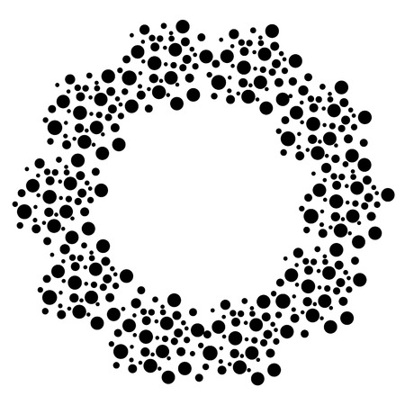 Frame circle of round black dots of different sizes. Vectorの写真素材
