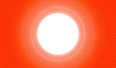 Beautiful round geometric symmetric pattern of wavy lines and white circle on a red background.の写真素材