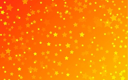 Red gradient The background is strewn with yellow stars. Chaotic translucent five-pointed stars. Vector epsの写真素材