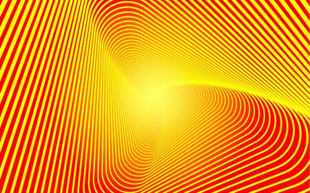 Three-pointed figure, a whirlwind, a spiral of lines on a gradient background. Smooth pattern of many lines on red orange background. Vector EPSの写真素材