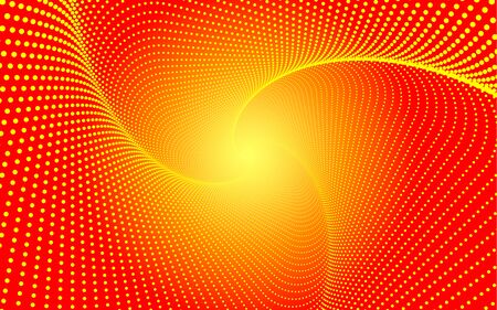 Whirlwind, a spiral of dots on a gradient background. Smooth pattern of many dots on red orange background. Vector EPSの写真素材