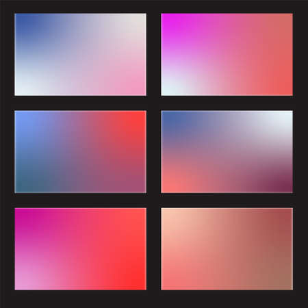 Set of 6 large beautiful cool light clean soft airy vector gradient backgrounds for advertising brochures, banners, prints, websitesのイラスト素材
