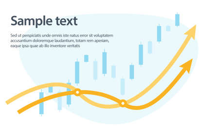 A light and stylish chart of rising trades and 2 orange upward arrows with space for text.のイラスト素材
