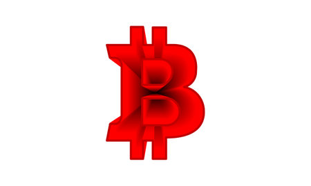The red empty inside is a re-empty symbol of the digital cryptocurrency bitcoin. Big letter Bのイラスト素材