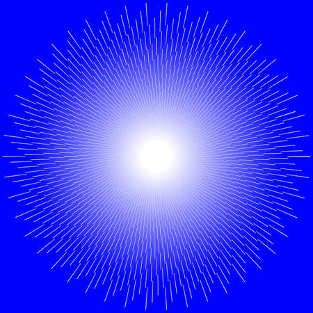abstract geometric circular pattern of thin lines flying from the center on a blue backgroundの写真素材