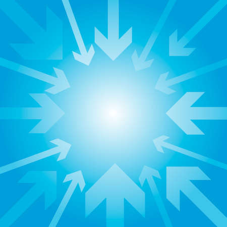 A large group of arrows pointing towards the center. Target designation. Show main object or target. Banner templateのイラスト素材