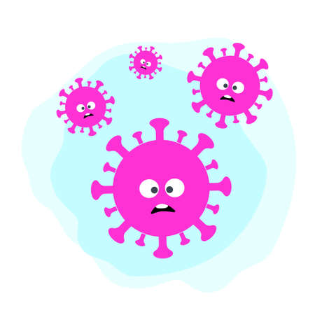 A group of scared and surprised viruses.  World pandemicのイラスト素材
