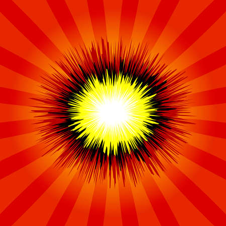 Very beautiful painted bright explosion flash on red backgroundのイラスト素材
