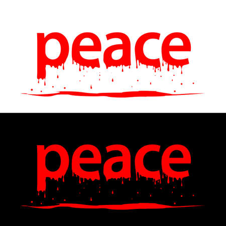 bloody inscription word peace. War and Peace. Blood on black backgroundのイラスト素材