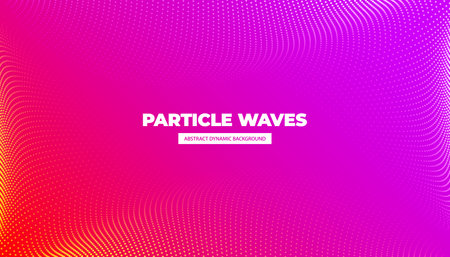 Very beautiful abstract background from a wave of red, blue, yellow, pink wave and particles. Flyer banner template vector eps 10のイラスト素材