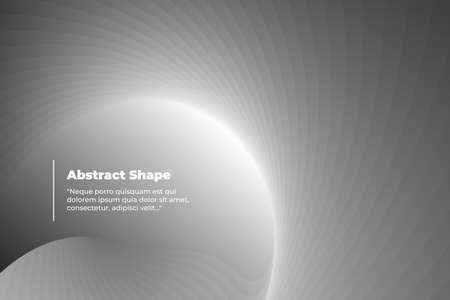 beautiful unusual abstract illustration in the form of gradient gray lines that overlap each other in a semicircle. Centered gradient gray to white out there with space for your text. Template for cover, flyer or banner. High quality illustration. Vector illustrationのイラスト素材