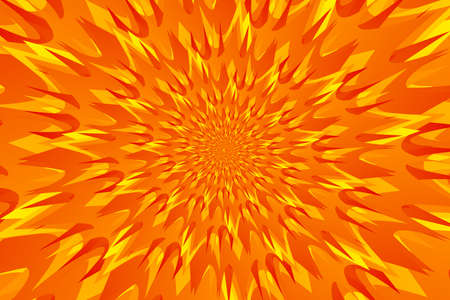 Abstract hypnotic sun pattern with sharp gradient orange, red, yellow rays. Fantasy fractal art. Abstract background. Flash of light, explosion of a star. Vector eps 10のイラスト素材