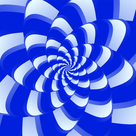 Abstract hyptonic spiral pattern of unusual gradient striped blue, cyan, white line geometric shapes. Abstract background. It could be used as wallpaper, poster, billboard. Vector eps 10のイラスト素材