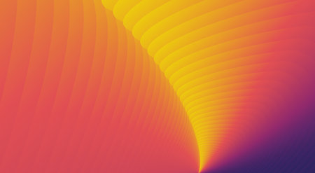 Beautiful abstract wide web banner, wallpaper or screen for websites in the form of a pattern of white rounded lines that are on top of each other on a gradient orange, red, yellow background.のイラスト素材