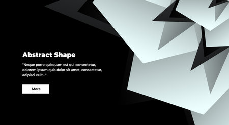 Abstract template for web banner with gray, white, black triangles on black background and space for textのイラスト素材