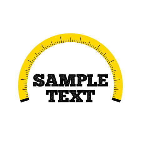 A semicircle of a yellow measuring centimeter tape on a white background and under the tape there is a place for any of your textのイラスト素材