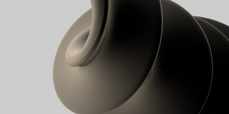 Abstract 3d illustration of a beige-brown spiral on a white gray backgroundの写真素材