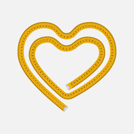 Beautiful unusual figure of two hearts made from a measuring tapeのイラスト素材