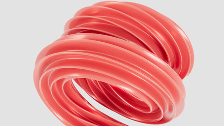 Abstract 3D background with red wavy lines in a minimalist style, smooth texture, modern design for...