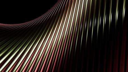 Abstract background with metallic waves, shiny surface in dark tones, modern design for wallpapers, presentations, banners, and graphic designの写真素材