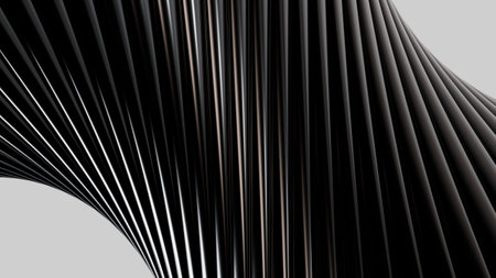 Abstract background with metallic waves, shiny surface in dark tones, modern design for wallpapers, presentations, banners, and graphic designの写真素材