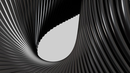 Abstract background with metallic waves, shiny surface in dark tones, modern design for wallpapers, presentations, banners, and graphic designの写真素材
