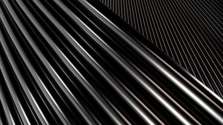 Abstract background with metallic waves, shiny surface in dark tones, modern design for wallpapers, presentations, banners, and graphic designの写真素材