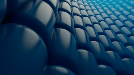 Abstract background with blue volumetric cylinders, futuristic 3D visualization, geometric pattern, perspective composition, minimalist design, modern wallpaper for phone or desktopの写真素材