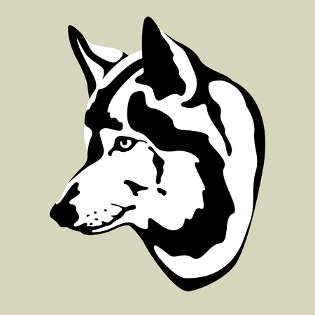 Wolf head illustration stylized style flatのイラスト素材