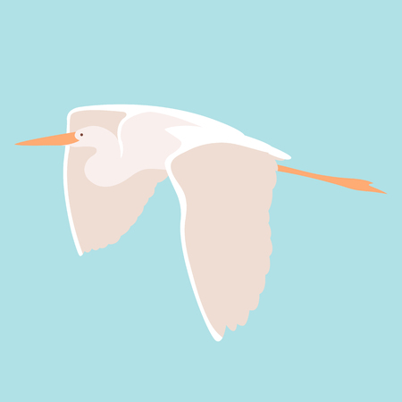 heron bird illustration style Flatのイラスト素材