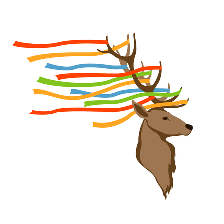 deer head vector illustration style flatのイラスト素材