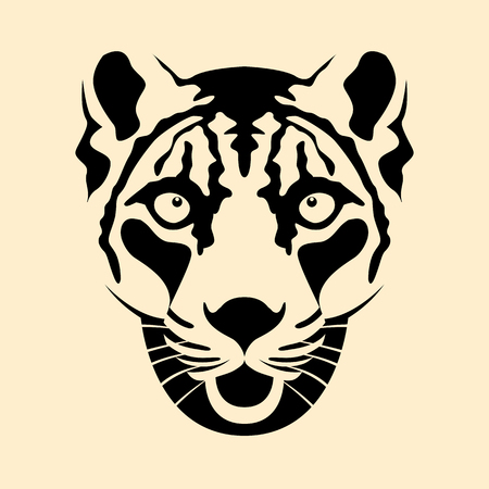 snow leopard head face illustration style Flatのイラスト素材