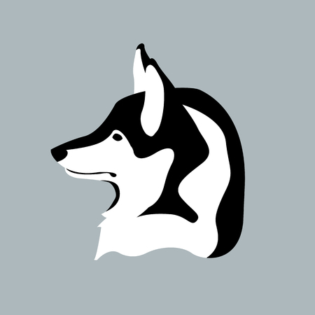 dog head illustration style Flatのイラスト素材