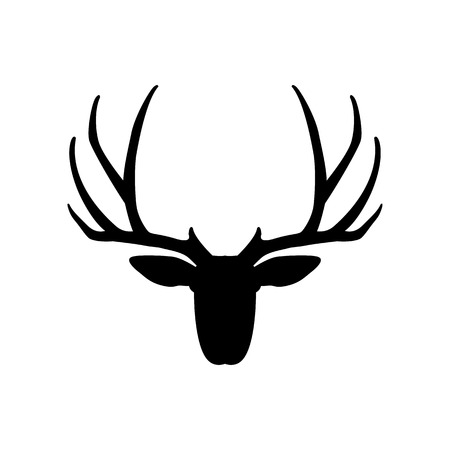 deer head illustration black silhouetteのイラスト素材