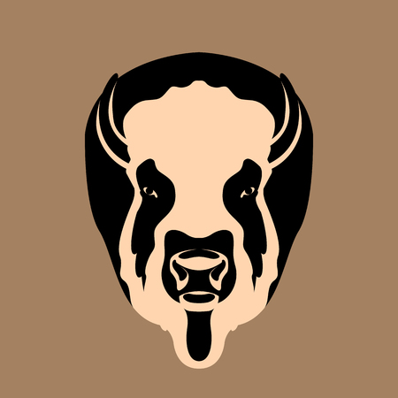 buffalo head illustration style Flatのイラスト素材