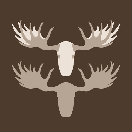Moose head vector illustration style Flat setのイラスト素材